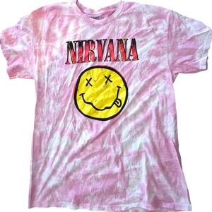 Nirvana Band Tee | Tie Dye Pink | Smiley